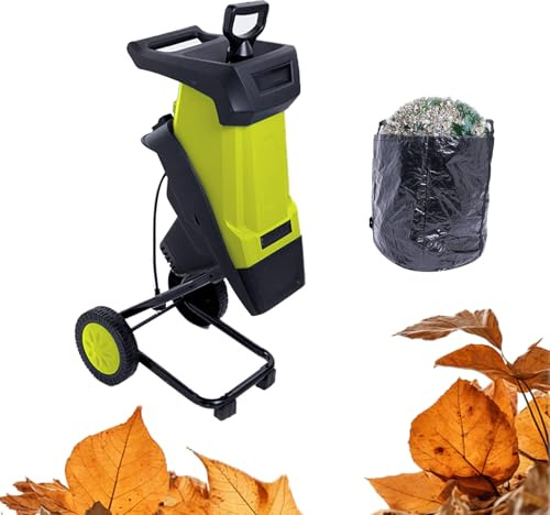 Elektrischer AST- Und Holzhäcksler, 2400 W, Gartenhäcksler Mit 50-Liter-Auffangsack, Für Gartenabfälle, Äste Und Laub, 4500 U/min, Durchmesser 0–40 Mm,Yellow