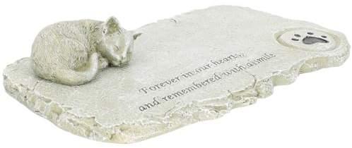 MOTHNUR Pierre Commémorative pour Chat en Résine Effet Pierre Mousse Décoration de Jardin Extérieure Statuette Animale Solide Ornement Funéraire pour Animaux de Compagnie