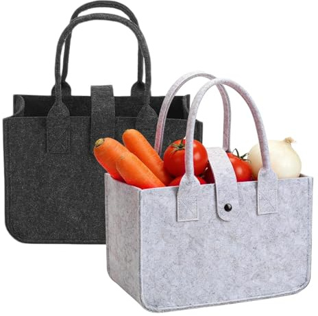 2 Pezzi Borsa Feltro Shopping Bag Cesta Spesa Pieghevole
