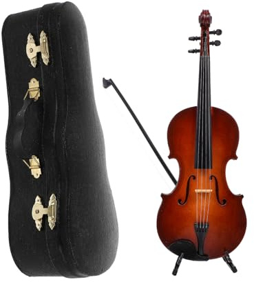 HOODANCOS Mini Violino Decorativo 25 Cm Custodia e Supporto, Strumento Musicale in Miniatura, Giocattolo Educativo per Performance e Arredamento Casa