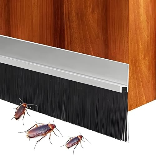 ARATERVIO Bürstendichtung aus Aluminium 100cm Türbodendichtung mit Nylonborsten Zugluftstopper Insektenschutz Schallschutz für Türen Schiebetüren Garagentore Fenster Wetterfeste Dichtleiste (2 Stück)
