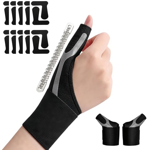 2 Unidades Muñequera Pulgar Izquierda Derecha Ferula Pulgar,Muñequera Rizartrosis,Transpirable Para Artritis,Tendinitis,Alivio Mujeres Hombres Con 10 Cintas De Soporte Muscular Precortadas (Negro)