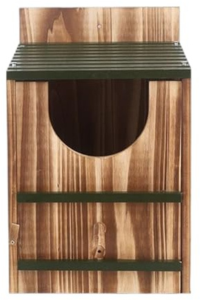 Owl House Wooden Bird House, 37x31x22cm Cedar Nesting Box Wooden Shelter Waterproof Carbonized Squirrel Nesting Box For Birds Pigeon