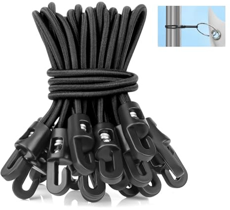 Bungee Cords with Hooks 4 Inch, 25 PCS Short Bungee Cord Straps with UV Resistant, 4 MM Diameter Small Tarpaulin Hooks for Tarps, Tents, Basic Securing