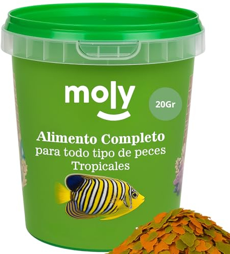 MOLY Alimento para Peces de Agua Caliente 1180 ml | Comida Peces Tropicales 200 gr en Escamas | Fórmula Rica en Nutrientes y Micronutrientes