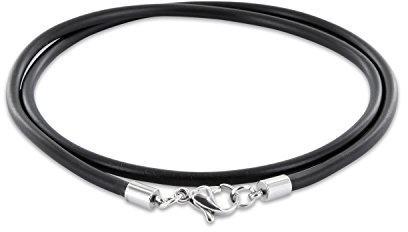 AURORIS Halskette/Armband - Kautschukband schwarz Dicke 3mm mit Karabinerverschluss aus 304 Edelstahl