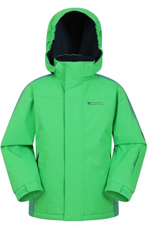 Mountain Warehouse Veste de Ski Raptor Enfants - Manteau Résistant à la Neige, Doublure Polaire, Jupe Pare-Neige Intégrée - Parfaite pour l'hiver Vert 9-10 Ans