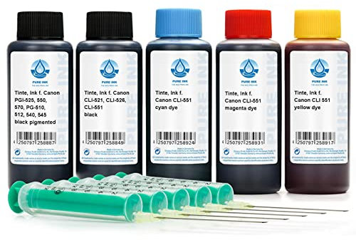 500 ml Nachfülltinte, Druckertinte kompatibel für Canon PGI-550, CLI-551 Druckerpatronen, für Pixma IP 7200 Series, IP 7250, IP 8700 Series, IP 8750, IX 6800 Series, IX 6850, u.a., kein OEM