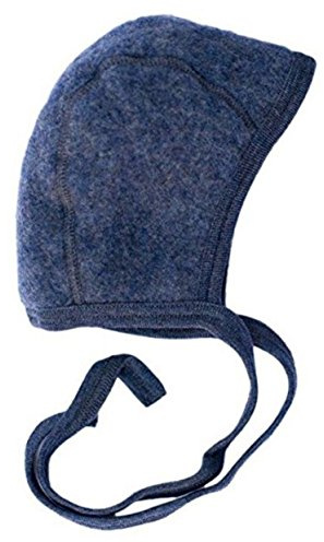 Engel Natur Baby Häubchen, Fleece, 100% Wolle, 4 Farben (50/56, Blau Melange)