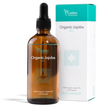 colibri skincare Bio Jojobaöl 100ml - 100% rein für Kosmetik - für gesunde Haare, weiche Haut und starke Nägel - Auch für das Gesicht geeignet - Glasflasche - nativ, kaltgepresst - Made in Germany