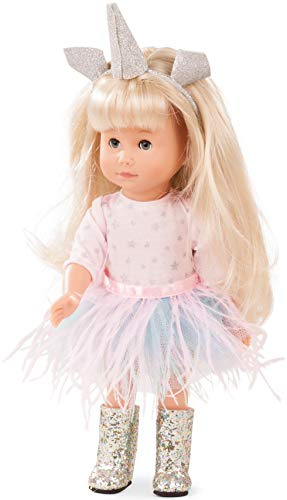 Götz 1813032 Tout comme Moi - Mia en poupée Licorne - poupée Debout de 27 cm de Haut avec des Cheveux blonds Extra Longs, des Yeux endormis Bleus dans Un Ensemble de 7 pièces