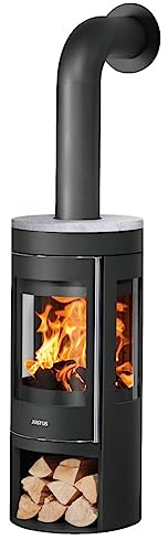 Justus 4825 22 Mino Trios 2.0 Kaminofen Stahl Schwarz mit Speckstein-Abdeckplatte/A