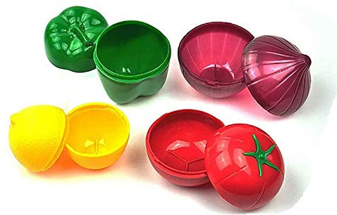 Aokshen 4 recipientes de almacenamiento de plástico reutilizables para nevera, caja de ahorro de alimentos, set de contenedores de almacenamiento de vegetales con cebolla