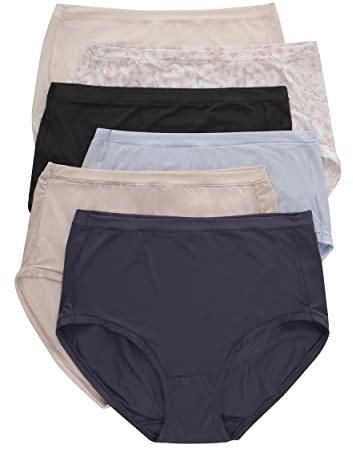 Hanes Women's ComfortFlex Fit Stretch Briefs Panties, Cooling Microfiber Underwear, 6-Pack (Colors May Vary), Assorted, 1 pack, X Large