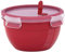 Emsa Mikrowellendose Clip & Micro N10606 | Mikrowellenventil | 2,6 L | Rund | Lunchbox | Integrierte Maßeinteilung | Made In Germany | Rot/ Transparent