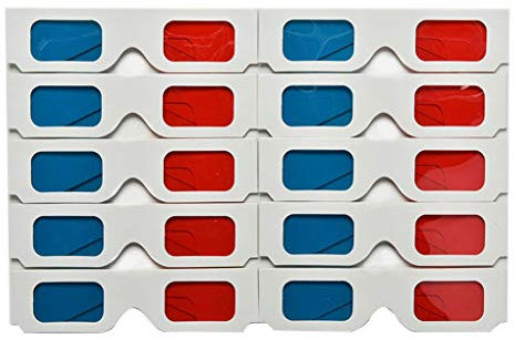 Conijiwadi 10pcs/Set Universal Paper Anaglyph 3D Glasses Red Blue Cardboard Movie Game DVD Video TV 3D Glasses