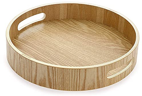 Plateau de service en bois avec 2 poignées servant une assiette pour le lit Greaking Table basse restaurant Boissons BBQ Couch Food froid