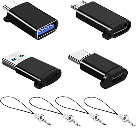 YRIKE USB C Adapter (4 Stück) auf USB 3.0 und Micro USB, OTG Mit Lanyard, Kompatibel Mit MacBook, Handy, Typ C Geräten