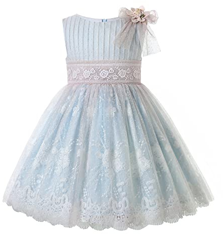 Ju petitpop niña Elegante Primavera Verano Azul Encaje Vestido tamaño 5 6 8 años niña cumpleaños Fiesta Vacaciones Ropa