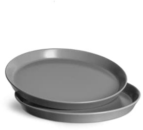 Springlane Sweet Scandi Lot de 2 assiettes en céramique Blanc Ø 27 cm Passe au lave-vaisselle et au micro-ondes (Gris assiettes à petit-déjeuner, 2 pièces)