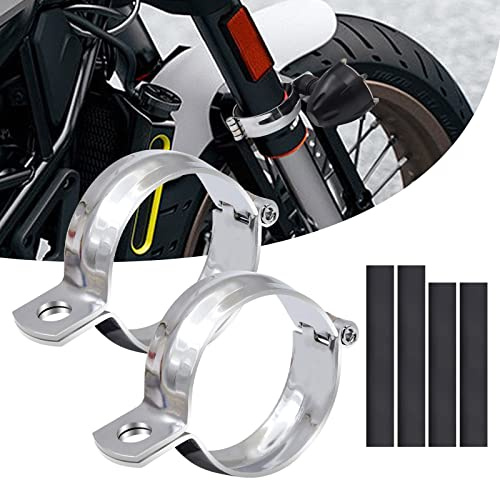 Biqing Staffa Universale in Metallo per Indicatori di Direzione Moto, Montaggio Morsetto Forcella Anteriore 52-60mm (Argento)