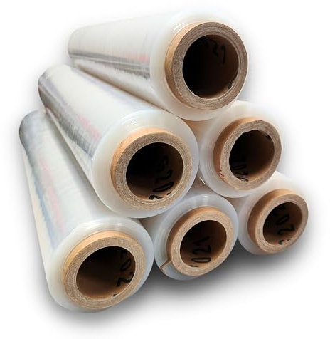 Raylu Paper - Film Transparent Emballage et de Palettisation Industriel, Rouleaux de Film Étirable Plastique Résistant à Haute Élasticité pour les Déménagements et Expéditions (Transparent, 6 Unités)