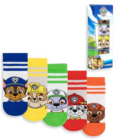 Paw Patrol Socks 5 Pack Kids | Boys Children Toddlers Multicolour Chase Marshall Rubble Rocky Zuma Characters | Footwear Accessories