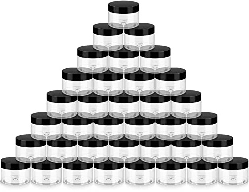 Loretoy 36 Pack 4 OZ Plastic Jars with Lids, BPA Free, Reusable, Refillable Transparent Cosmetic Containers for Bath Salts, Cosmetics, Powders, Beauty Product and Small Accessories