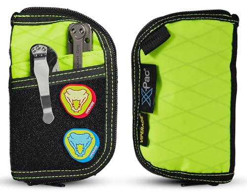 VIPERADE VE10 EDC Pouch Kleine Werkzeugtasche mit 10 Fächern, EDC Tasche mit Klettfläche für DIY Patches, Herren Pocket Organizer Pouch für EDC Multitools Kleine Taschenwerkzeuge (X-Grün)