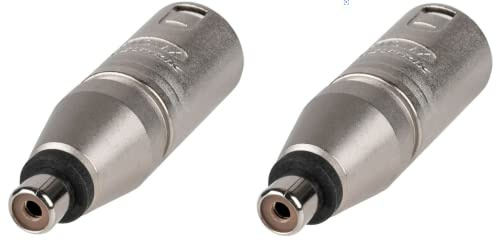LASE Two Genuine NEUTRIK NA2MPMF - 3 Pin XLR Male to RCA Female Phono Adapter (2 Pack)