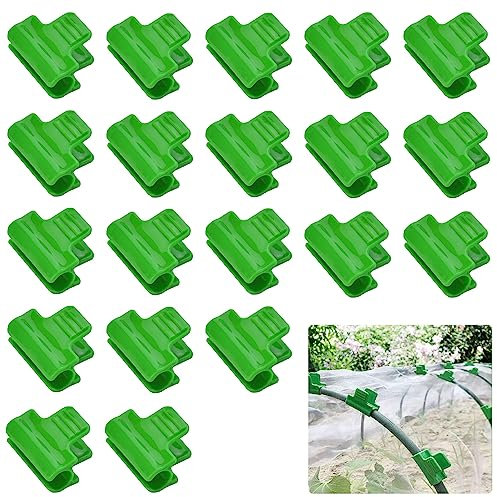 JUNMEIDO 20 Stück Pflanzenclips Folie Pflanzenklammern Folie Kunstoff Gewächshausfolien Clips Folien Reihenabdeckung 11mm Treibhaus Clips für Reihenabdeckung Netz, Tunnel, Clips, Schuppen，Schattierung