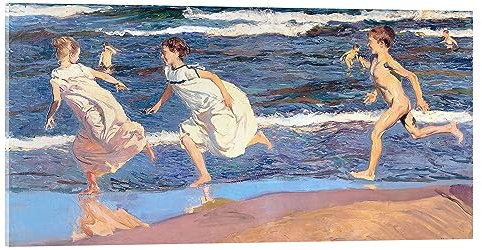 Posterlounge Rennen am Strand Acrylglasbild von Joaquín Sorolla y Bastida 100 x 50 cm Blau Wandbilder Wanddeko