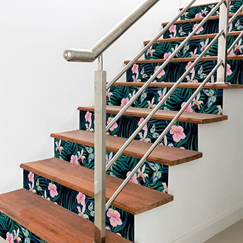Ambiance - Adhesivo adhesivo para escaleras de azulejos de cemento Tropical Achocalla – Adhesivo adhesivo para escaleras de azulejos de cemento – 2 tiras de 34 x 119 cm