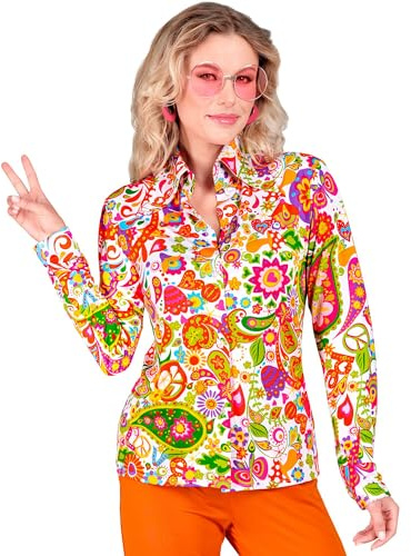 W WIDMANN MILANO Party Fashion - Chemisier Hippie pour Femme, Haut Flower Power des années 60 pour Le Carnaval, soirée à thème