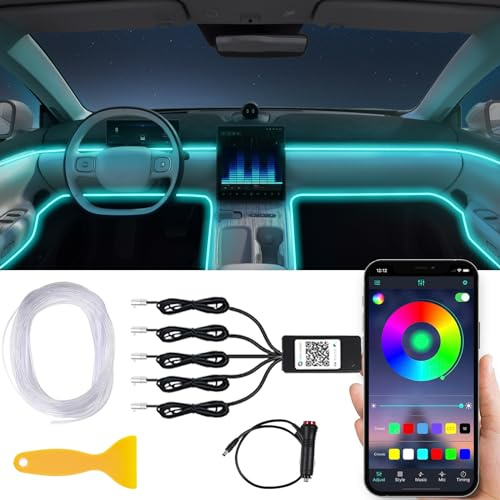 AUTOXBERT LED Innenbeleuchtung Auto Neon, 6M/5 in 1 Auto Ambientebeleuchtung LED Streifen mit App Steuerbare, 29 Modes Led Atmosphäre Licht für Autos zur Autodekoration, Stimmungslicht