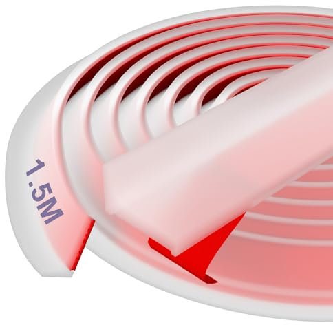 Barriera Doccia Ferma Acqua Silicone - Hzetuu 1.5M Guarnizione Doccia Sottoporta, Autoadesivo, Flessibile, Facile da Installare, Ideale per Bordo Piatto Doccia e Bordino Top Cucina, Trasparente