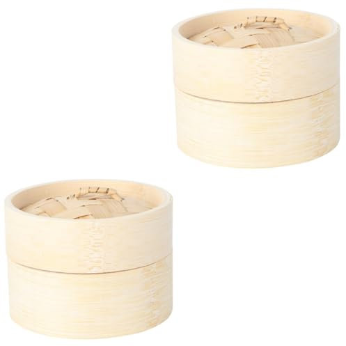 TOPBATHY 2sets Wooden Steamer Basket Round Steamed Rack Chinese Steamer for Buns Dumplings Cooking Accessories Steam Retains Nutrients Diameter