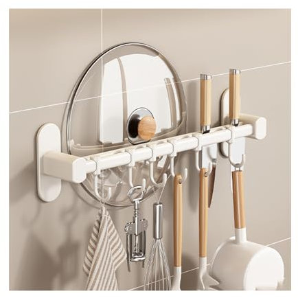 Utensilienhalter, Wand-Küchenleiste mit Haken für Utensilien, multifunktionale Küchenhaken für Wandaufbewahrung und Organisation