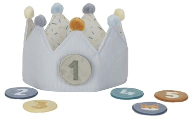 Little Dutch Corona de cumpleaños de tela para niños con números intercambiables 1-5 Zorro - azul
