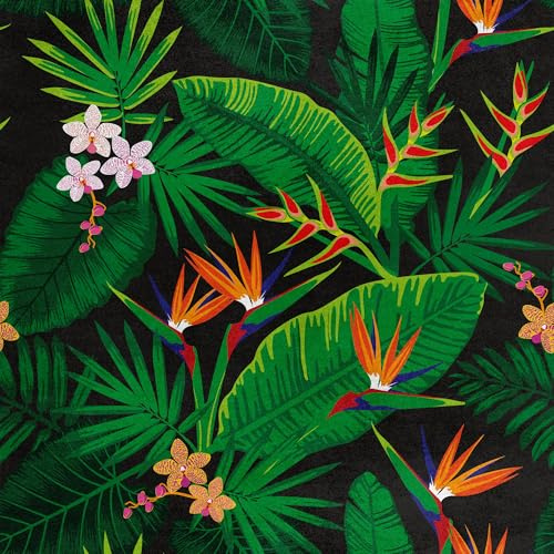 Heko Panels Samtstoff Meterware Dekostoff Bedruckt Möbelstoff Polsterstoff Velvet Polyester Wasserabweisend Meterware Stoff zum Nähen Möbelstoff Royal Tropischer Dschungel 140 x 200 cm RDX792