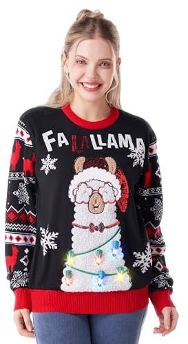 Giggling Getup - Maglione di Natale brutto abbinato per la famiglia, maglione di Natale con luce per donne, uomini, ragazzi e ragazze