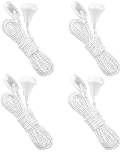 REBECASKYENS 4pcs Bathroom Light Pull Cord,Light Pull Cord,Pull Cord Light Switch Bathroom,White Light Pull Cord String with Connector for Ceiling Switches Bathroom Light
