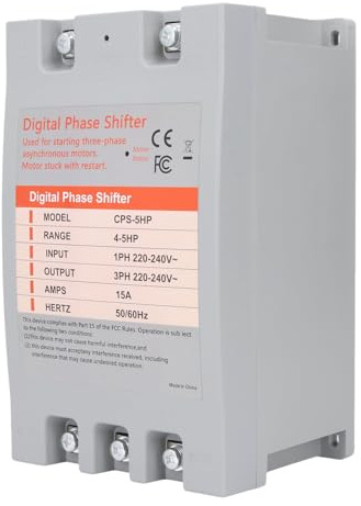 Convertidor monofásico a trifásico digital de 5 caballos para uso residencial y comercial ligero 220 a 240 V CA con enchufe de 15 A