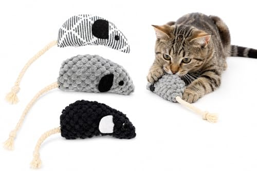 katzenspielzeug - Mozza Maus Mehrfarbig 3er Set - 17,5 cm - plüsch mit katzenminze