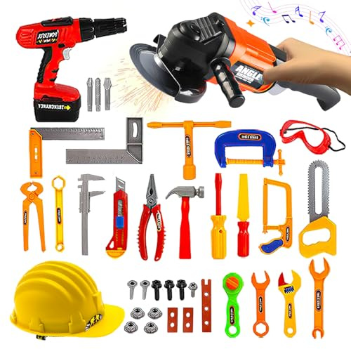 Xwin Sportseries 38PCs Kids Grinder Toy Construction Tool Set – Educational Playset with Grinder, Helmet and Hand Tools for Ages 3+ Toy for Indoor & Outdoor Roleplay