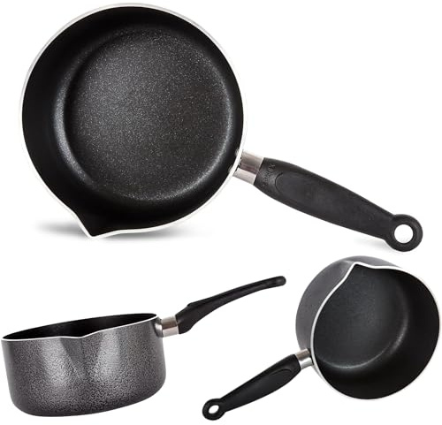 Induction Milk Pan 18cm Non-Stick Saucepan 1.9L with Soft-Touch Handle & Pouring Spouts, Easy-Clean Coating, Sturdy Aluminum Build, Perfect for Milk & Sauces