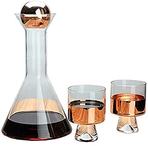 DEFBOW Decanter Decanter per Whisky Decanter per Vino Decanter per Vino, Caraffa per Vino Rosso in Cristallo sfumato Affumicato