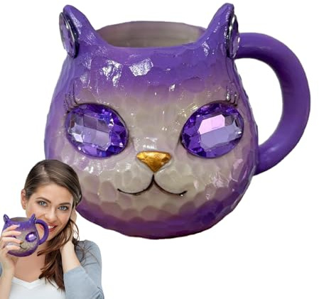 Générique Adorable Mug,Tasse Chat Géode Minérale - Décoratif Artisanal Pour Maison Cadeau Femme Homme