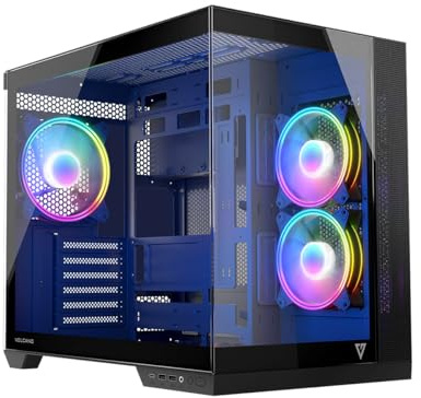 MODECOM Volcano Panorama 3F Grey PC Case ATX Midi Tower Gaming Computer Case with 3 ARGB Fans ARGB Controller Space for 400 mm GPU & 360 mm Water Cooling