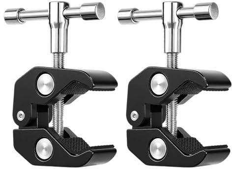 Lot de 2 Super Clamps pour appareil photo, Super Clamp avec bras magique, support de serrage universel pour filetages 1/4 et 3/8 pouces, alliage d'aluminium robuste, pinces antidérapantes pour apparei